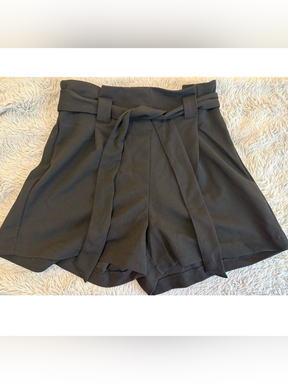 Ci Sono Black High-Waist Tie-Waist Paperbag Shorts